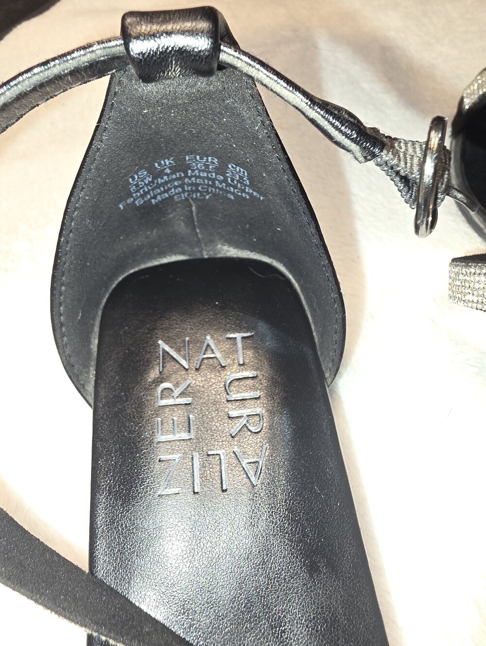 Naturalizer Black Sandals with Silver Crystal Straps- Size 6.5 - Picture 3 of 4